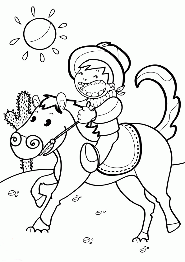 Konie Kolorowanka - Przygoda na Dzikim Zachodzie dla Dzieci kolorowanka do druku